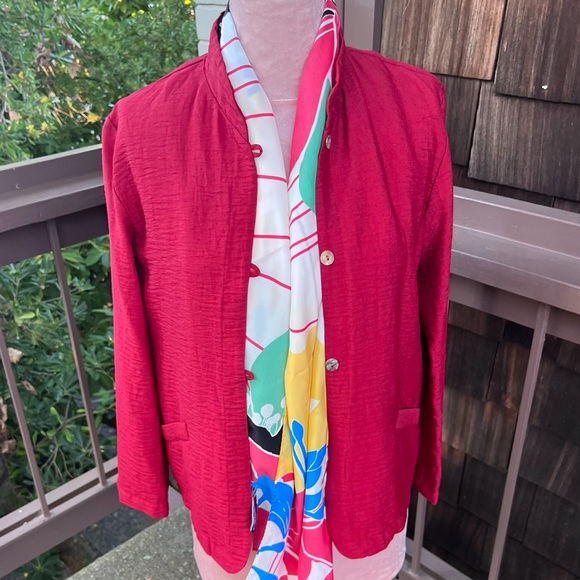 Scarf- Floral, colorful silk oblong scarf, Jones of New York, 62” x 13” - Picture 2 of 15